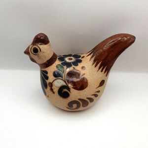 Vintage Tonala Hand Painted Mexican Folk Art Clay Pottery Bird